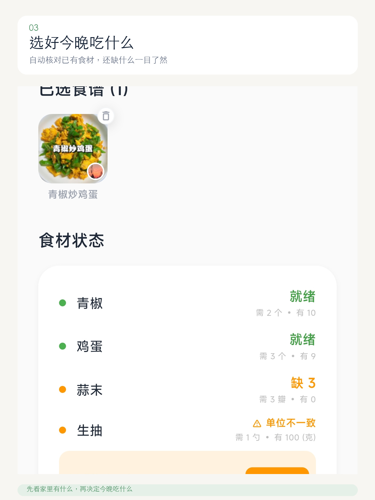 Penny私厨餐食选择界面
